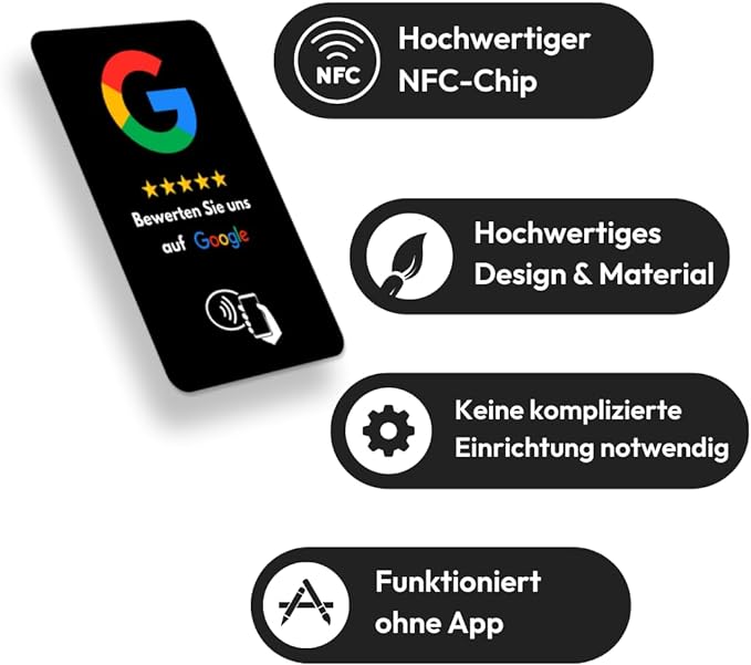 NFC - Google Bewertungskarten / Sofort einsatzbereit Voreingestellt