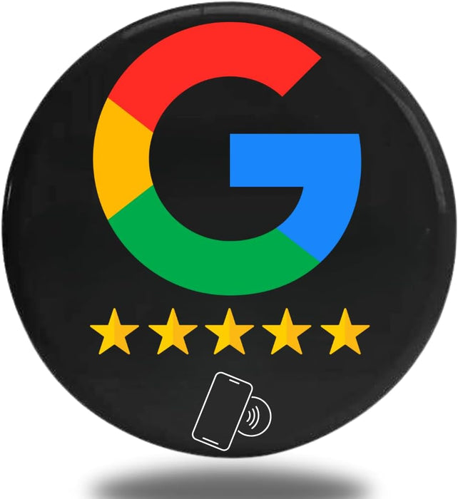 Google Bewertungssticker Schwarz mit NFC Smart-Technik (30mm, Epoxy-Beschichtung) – Wir richten Ihren Sticker ein! Erhalten Sie mehr Rezensionen - Aspira Home
