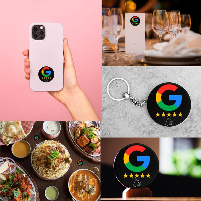 Google Bewertungssticker Schwarz mit NFC Smart-Technik (30mm, Epoxy-Beschichtung) – Wir richten Ihren Sticker ein! Erhalten Sie mehr Rezensionen - Aspira Home