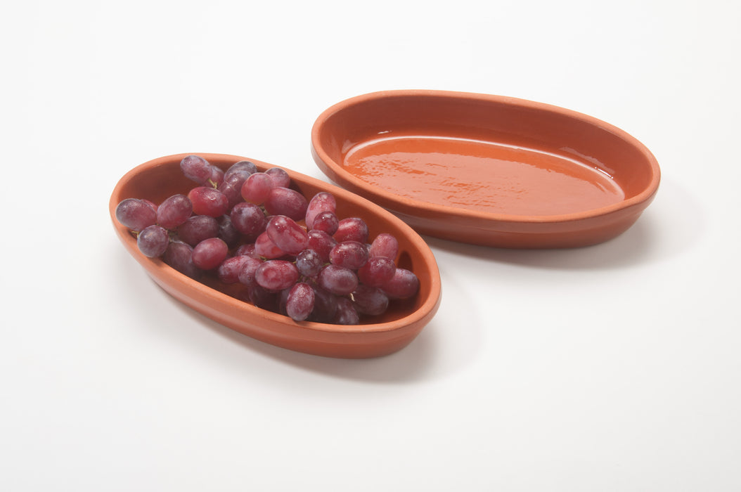 Auflaufform 4 Stk. oval, 23x13x3,5cm, Mediterranes Ton-Geschirr, 700ml, Handarbeit, Glasiert-Natur, Cazuela Schale, Tapas und Auflaufschaale