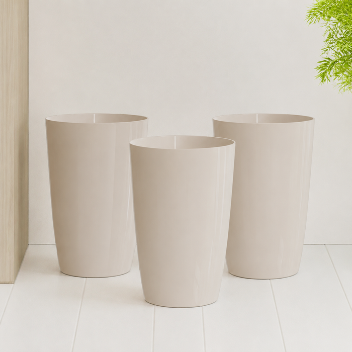 Aspira Home Dekorativer Papierkorb 3er Set – 6L Offener Mehrzweck-Eimer für Bad, Küche, Büro & Kinderzimmer, Ø19 × 27 cm, Weiß, Grau, Schwarz oder Beige