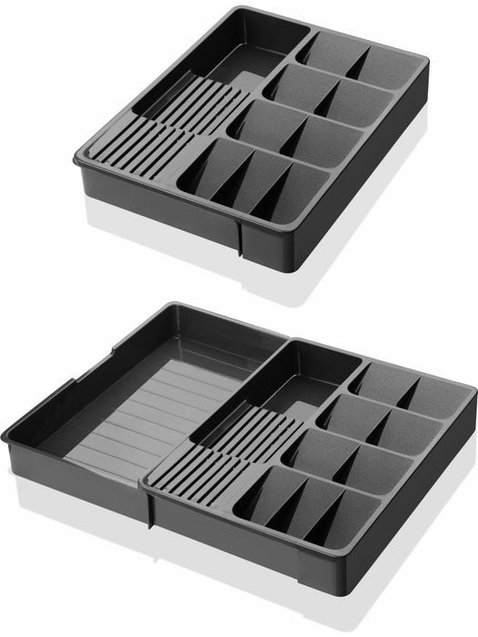 punkto. Verstellbarer Besteckkasten für Schubladen 30–50 cm – Ausziehbarer Besteck Organizer Anthrazit – Schubladeneinsatz Küche flexibel erweiterbar – Besteckhalter Kunststoff 40 x 6,5 cm