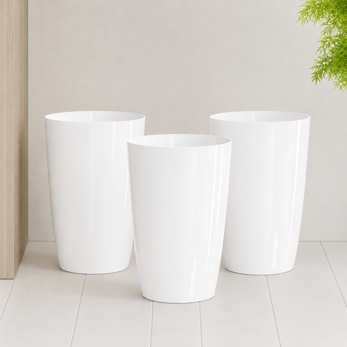 Aspira Home Dekorativer Papierkorb 3er Set – 6L Offener Mehrzweck-Eimer für Bad, Küche, Büro & Kinderzimmer, Ø19 × 27 cm, Weiß, Grau, Schwarz oder Beige