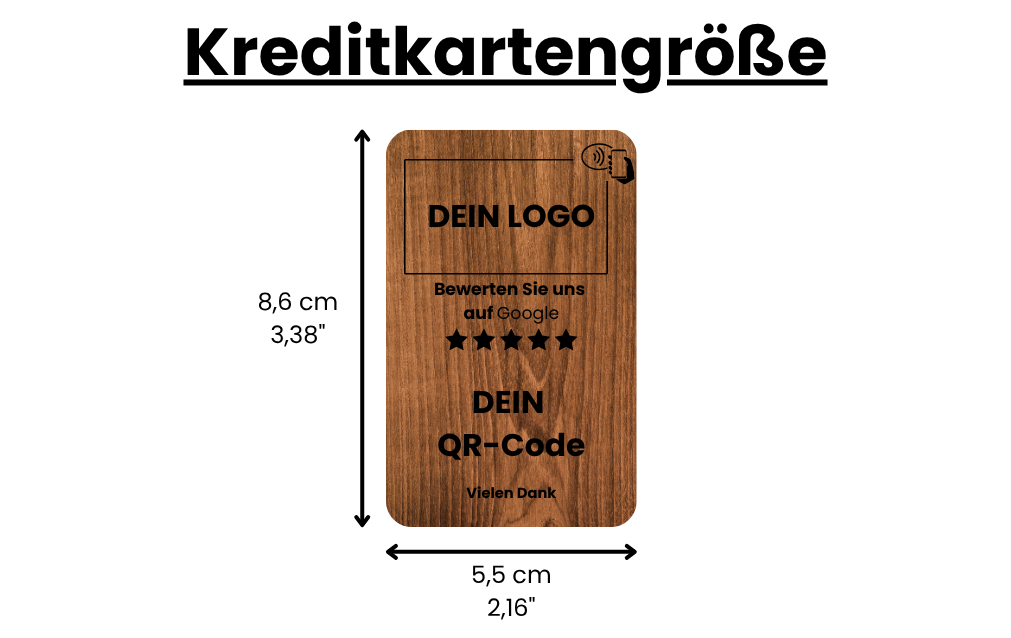 Aspira Home HOLZ NFC Google Bewertungskarten MIT LOGO Voreingerichtet für Sofortigen Einsatz