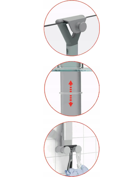 Aspira Home 3-stufiges Duschregal – Duschablage mit einzeln verstellbaren Ablagen, rostfreier Metallstange, Rasiererhalter, Spritzschutz & Haken, Weiß oder Transparent
