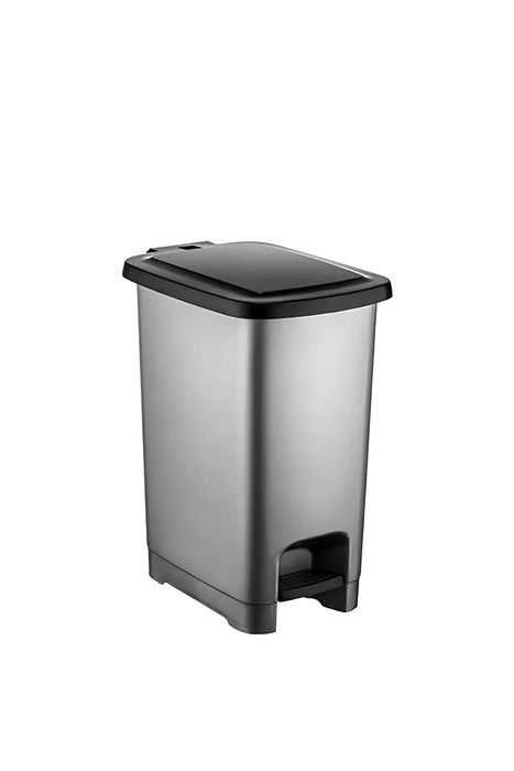 punkto. 40L Tretmülleimer mit Deckel – Slim Design – BPA-freier Kunststoff – Anthrazit mit schwarzem Deckel – Abfalleimer mit Fußpedal & Beutelhalterung für Küche, Bad & Büro