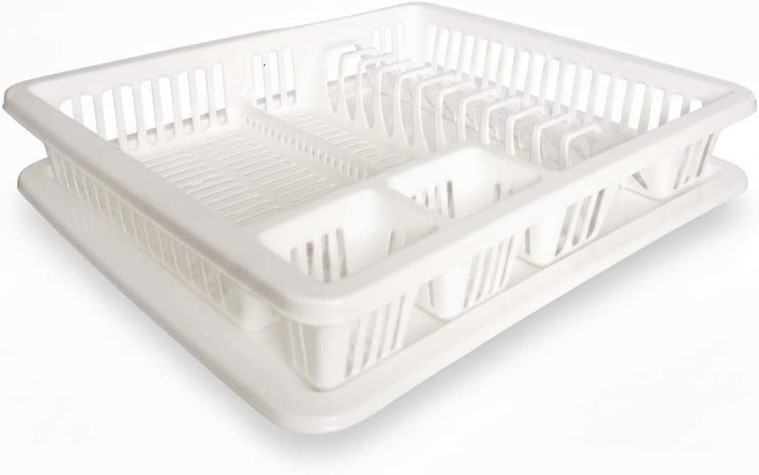 punkto. Elite Abtropfgestell für Geschirr – 46x38x9 cm – Spülmaschinenfest – BPA-frei – Kunststoff Geschirrständer mit Abtropfschale – Weiß