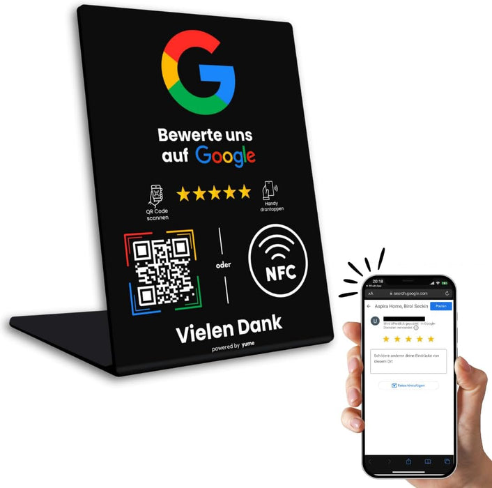 Google Bewertungsständer mit NFC & QR Code Smart Technik (WIR RICHTEN IHREN STÄNDER FÜR SIE EIN) Erhalten Sie mehr Rezensionen