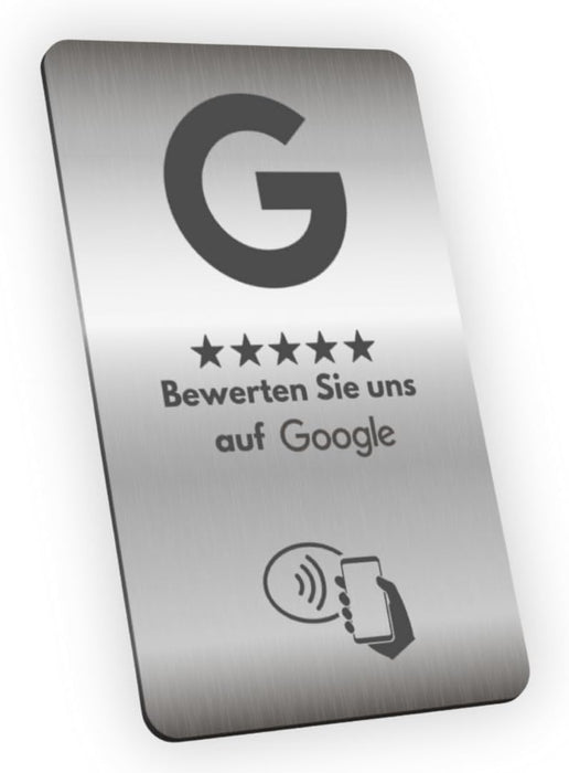 Aspira Home METALL SILBER NFC Google Bewertungskarten OHNE LOGO Voreingerichtet