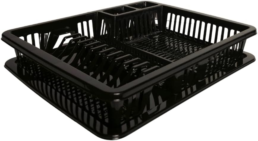 punkto. Elite Abtropfgestell für Geschirr – 46x38x9 cm – Spülmaschinenfest – BPA-frei – Kunststoff Geschirrständer mit Abtropfschale – Schwarz