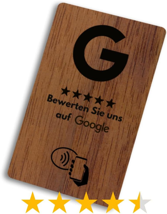 Aspira Home HOLZ NFC Google Bewertungskarten MIT LOGO Voreingerichtet für Sofortigen Einsatz