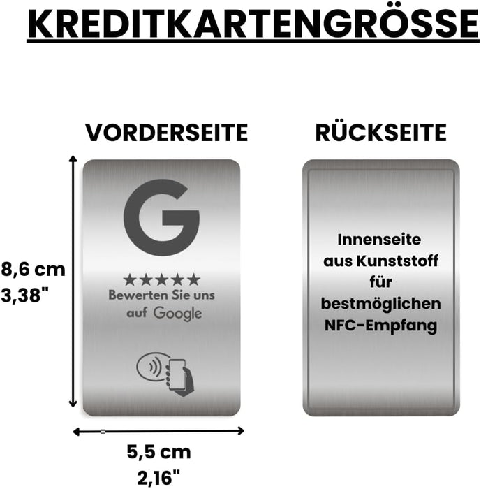 Aspira Home METALL SCHWARZ NFC Google Bewertungskarten OHNE LOGO Voreingerichtet