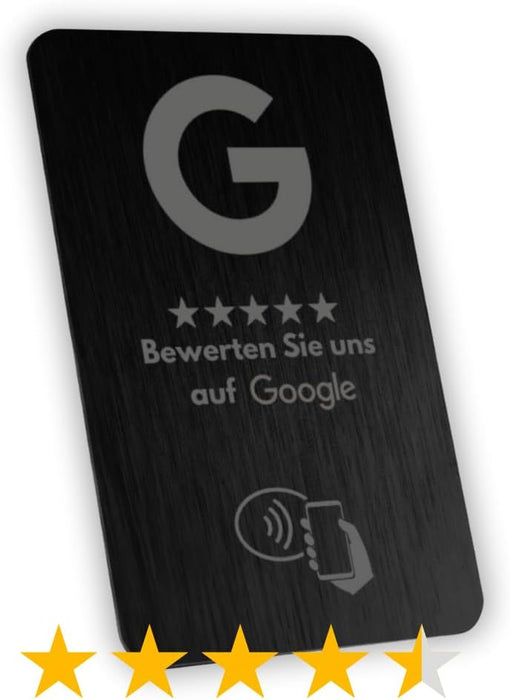 Aspira Home METALL SCHWARZ NFC Google Bewertungskarten OHNE LOGO Voreingerichtet