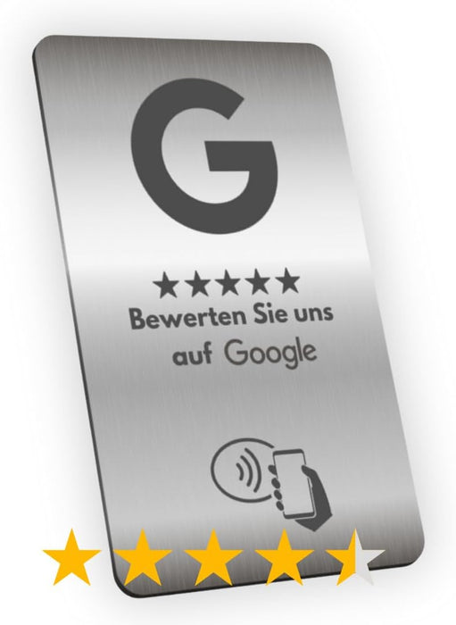 Aspira Home METALL SILBER NFC Google Bewertungskarten OHNE LOGO Voreingerichtet