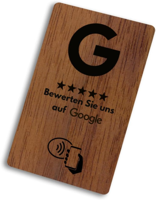 Aspira Home HOLZ NFC Google Bewertungskarten MIT LOGO Voreingerichtet für Sofortigen Einsatz