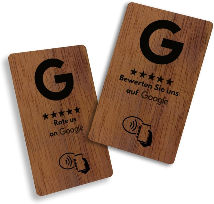 Aspira Home HOLZ NFC Google Bewertungskarten MIT LOGO Voreingerichtet für Sofortigen Einsatz