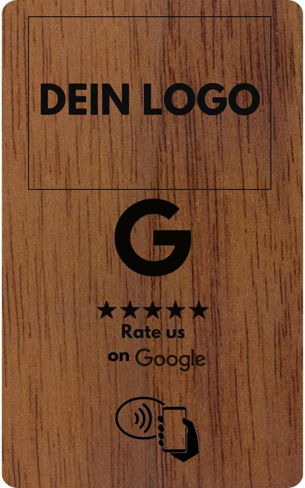 Aspira Home HOLZ NFC Google Bewertungskarten MIT LOGO Voreingerichtet für Sofortigen Einsatz