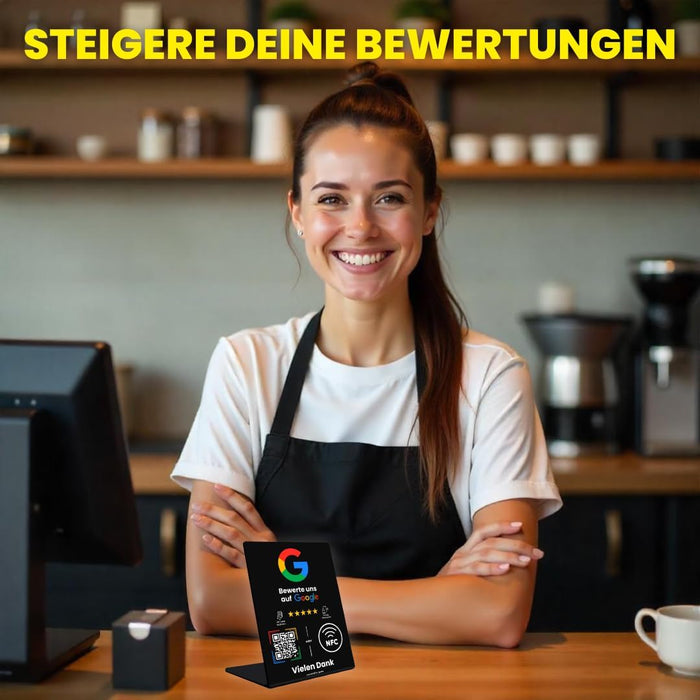 Google Bewertungsständer mit NFC & QR Code Smart Technik (WIR RICHTEN IHREN STÄNDER FÜR SIE EIN) Erhalten Sie mehr Rezensionen