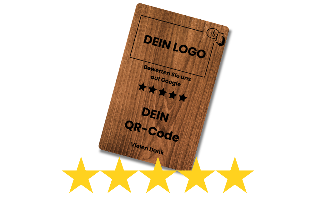 Aspira Home HOLZ NFC Google Bewertungskarten MIT LOGO Voreingerichtet für Sofortigen Einsatz