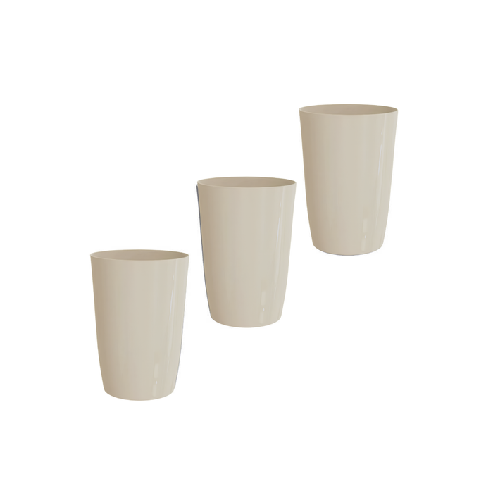 Aspira Home Dekorativer Papierkorb 3er Set – 6L Offener Mehrzweck-Eimer für Bad, Küche, Büro & Kinderzimmer, Ø19 × 27 cm, Weiß, Grau, Schwarz oder Beige