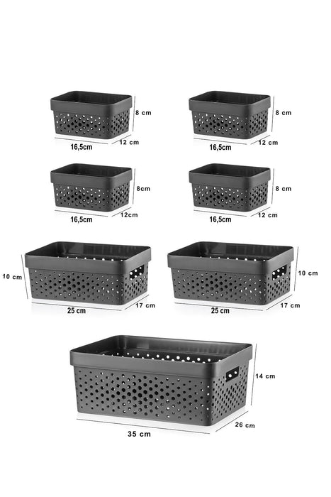 Aspira Home Aufbewahrungskörbe 7er Set – Hochwertige Kunststoffkörbe BPA-frei, stapelbar & nestbar – Modernes Design in Anthrazit, Weiß oder Sand – Für Bad, Küche & Haushalt
