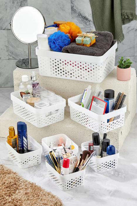 Aspira Home Aufbewahrungskörbe 7er Set – Hochwertige Kunststoffkörbe BPA-frei, stapelbar & nestbar – Modernes Design in Anthrazit, Weiß oder Sand – Für Bad, Küche & Haushalt