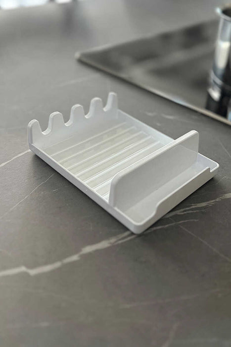 Aspira Home 3-teiliges Küchen Organizer Set – Abtropfgestell aus Aluminium & Kunststoff mit Löffelablage & Schwammhalter, rostfrei, Schwarz oder Weiß, 33 × 43 × 15 cm