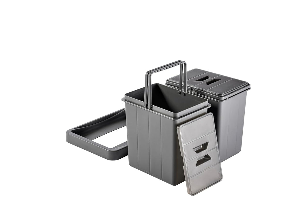 Aspira Modularer Mülleimer für Schublade, Abfallsammler „Müllomatic MODUL 2 Mini“ | Kunststoffbehälter mit montierbarer Basis | Volumen: 2x 6L | Mülltrennsystem | Höhe 238mm (MODUL 2 Mini)