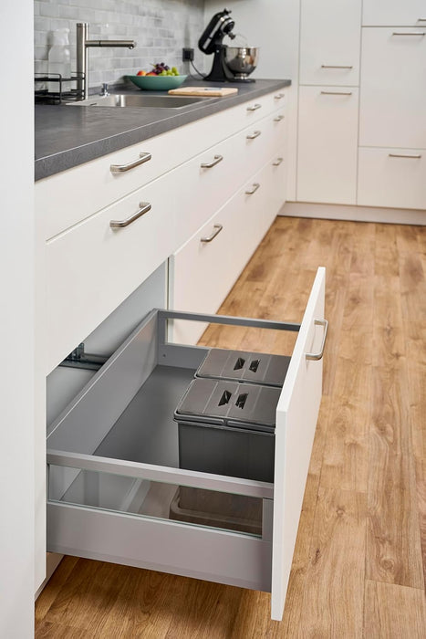 Aspira Modularer Mülleimer für Schublade, Abfallsammler „Müllomatic MODUL 2 Mini“ | Kunststoffbehälter mit montierbarer Basis | Volumen: 2x 6L | Mülltrennsystem | Höhe 238mm (MODUL 2 Mini)