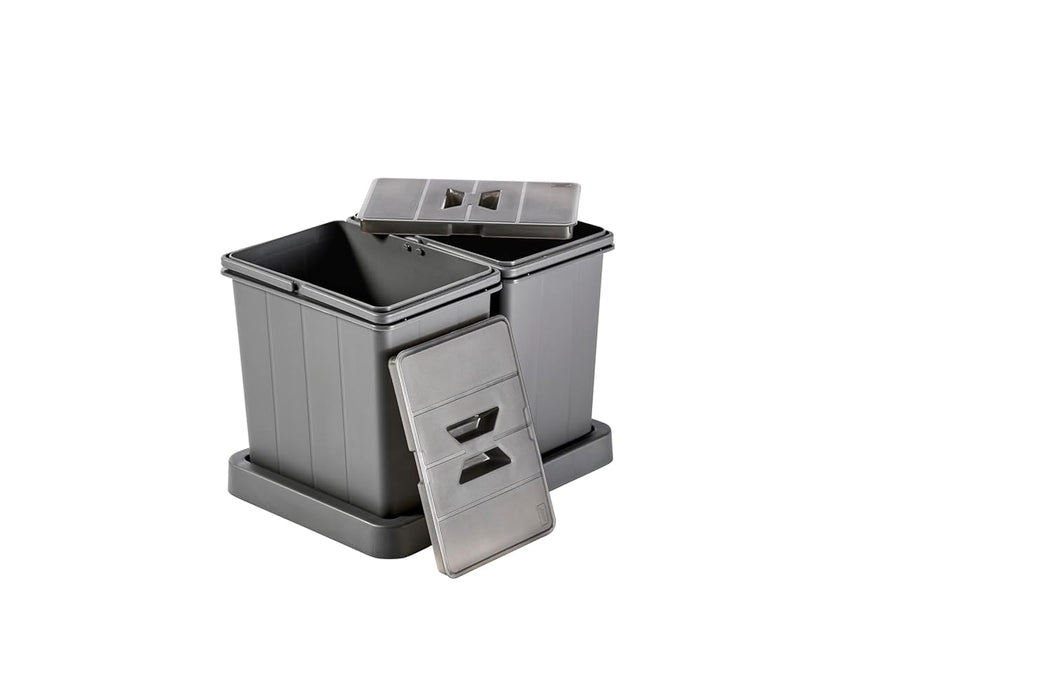 Aspira Modularer Mülleimer für Schublade, Abfallsammler „Müllomatic MODUL 1 Mini + MODUL 2 Mini“ | Kunststoffbehälter mit montierbarer Basis | Volumen: 1x12L + 2x6L | Mülltrennsystem | Höhe 238mm