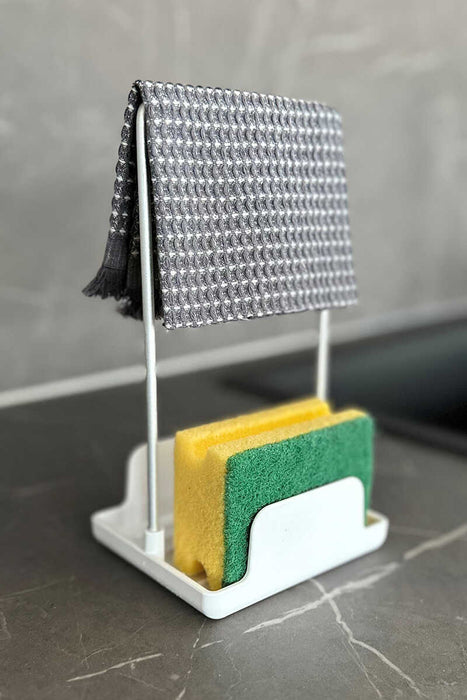 Aspira Home 3-teiliges Küchen Organizer Set – Abtropfgestell aus Aluminium & Kunststoff mit Löffelablage & Schwammhalter, rostfrei, Schwarz oder Weiß, 33 × 43 × 15 cm