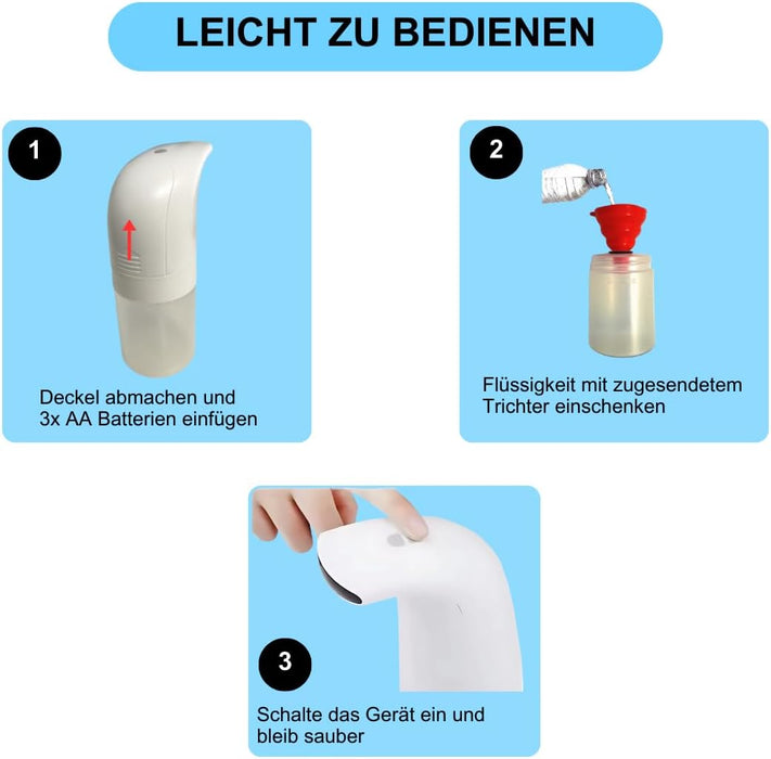 Automatischer Seifenspender – Berührungslos mit Sensor | Für Desinfektionsmittel, Shampoo, Duschgel & Seife | 350 ml Fassungsvermögen | Ideal für Zuhause, Büro & öffentliche Bereiche – Aspira Home
