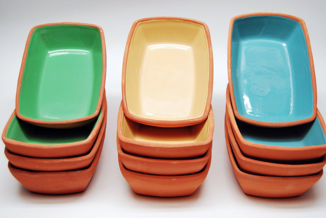 Tapas-Vorspeise-Meze Schale, eckig 170 ml, 13x9x3,5cm, Glasiert/Natur, 12´er Set