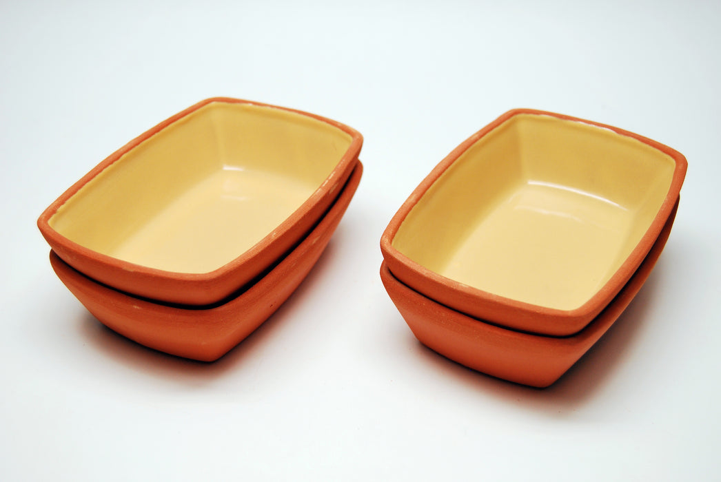 Tapas-Vorspeise-Meze Schale, eckig 170 ml, 13x9x3,5cm, Glasiert/Natur, 12´er Set