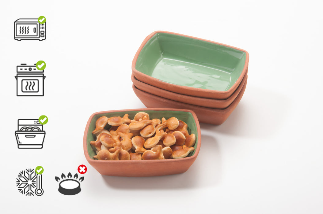 Tapas-Vorspeise-Meze Schale, eckig 170 ml, 13x9x3,5cm, Glasiert/Natur, 12´er Set