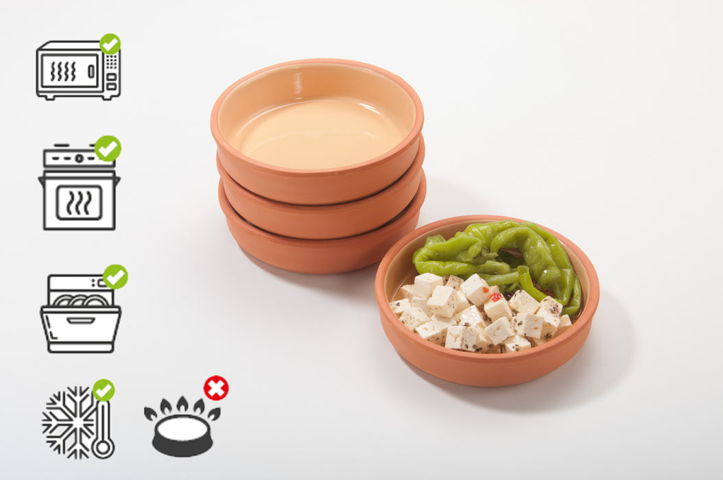 Tapas-Vorspeise-Meze Schale, rund 450ml, 16x4cm, Glasiert/Natur, 6´er Set