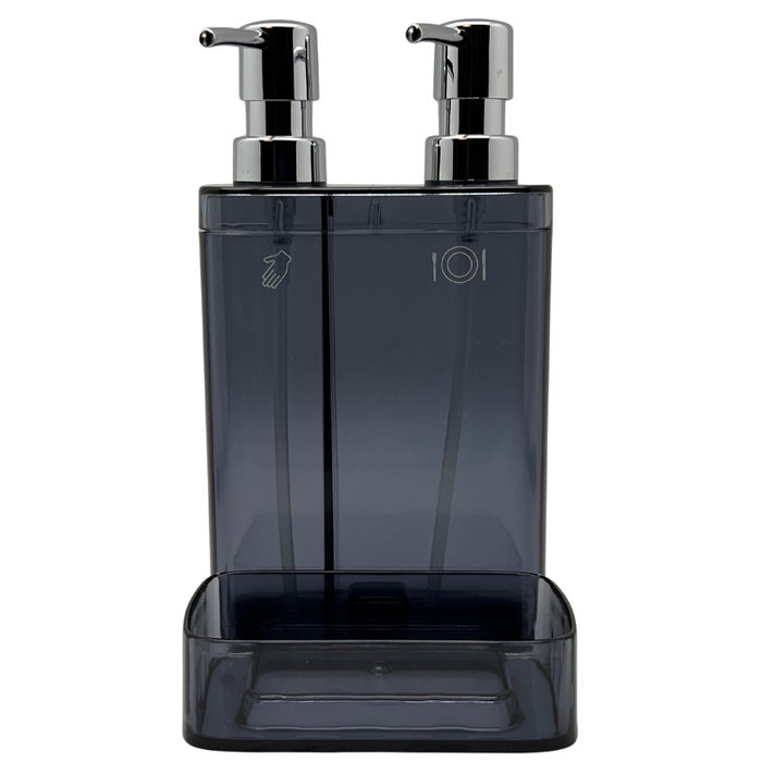 Aspira Home 2-in-1 Küchen Seifenspender mit Schwammhalter – Doppelkammer für Handseife & Spülmittel, herausnehmbare Schwammablage, 300 ml + 500 ml, Schwarz, Transparent Schwarz oder Weiß