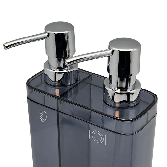 Aspira Home 2-in-1 Küchen Seifenspender mit Schwammhalter – Doppelkammer für Handseife & Spülmittel, herausnehmbare Schwammablage, 300 ml + 500 ml, Schwarz, Transparent Schwarz oder Weiß