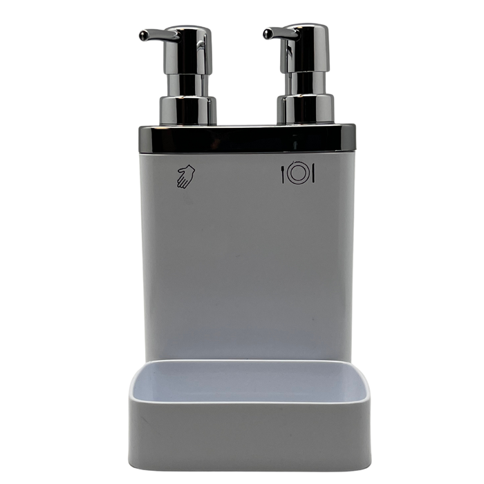 Aspira Home 2-in-1 Küchen Seifenspender mit Schwammhalter – Doppelkammer für Handseife & Spülmittel, herausnehmbare Schwammablage, 300 ml + 500 ml, Schwarz, Transparent Schwarz oder Weiß
