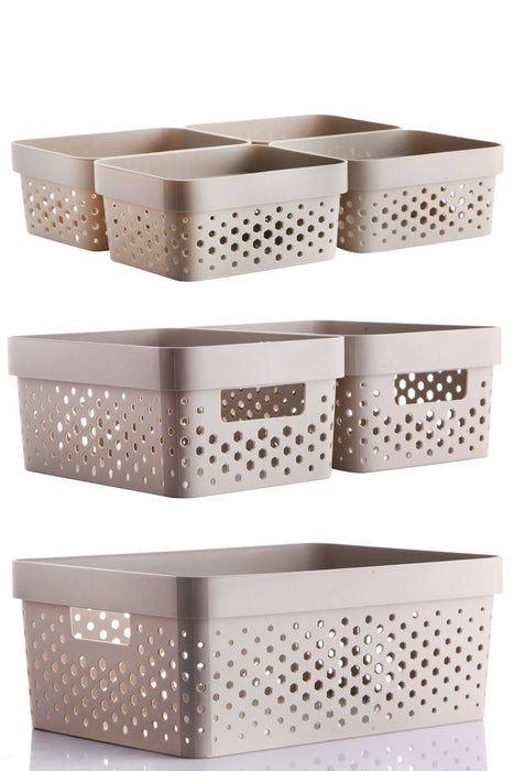 Aspira Home Aufbewahrungskörbe 7er Set – Hochwertige Kunststoffkörbe BPA-frei, stapelbar & nestbar – Modernes Design in Anthrazit, Weiß oder Sand – Für Bad, Küche & Haushalt